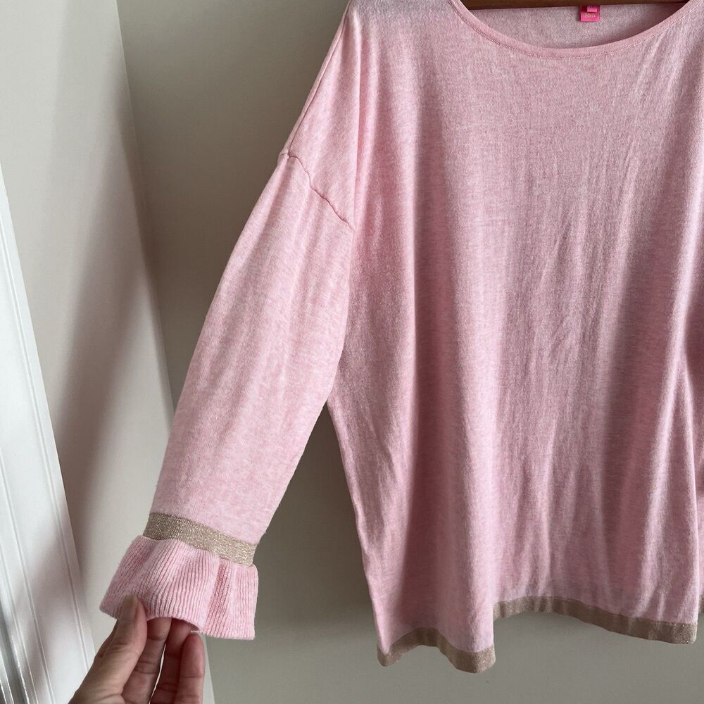 Lilly Pulitzer Charla Ruffle Sweater XL Pink Coral Reef - Picture 9 of 13